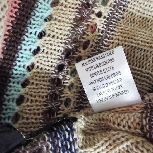 DON'T YOU DARE PINK BLUE MULTI LONG SLEEVE FULL LENGTH SPRING CARDIGAN W/ FRINGE - Picture 5 of 5